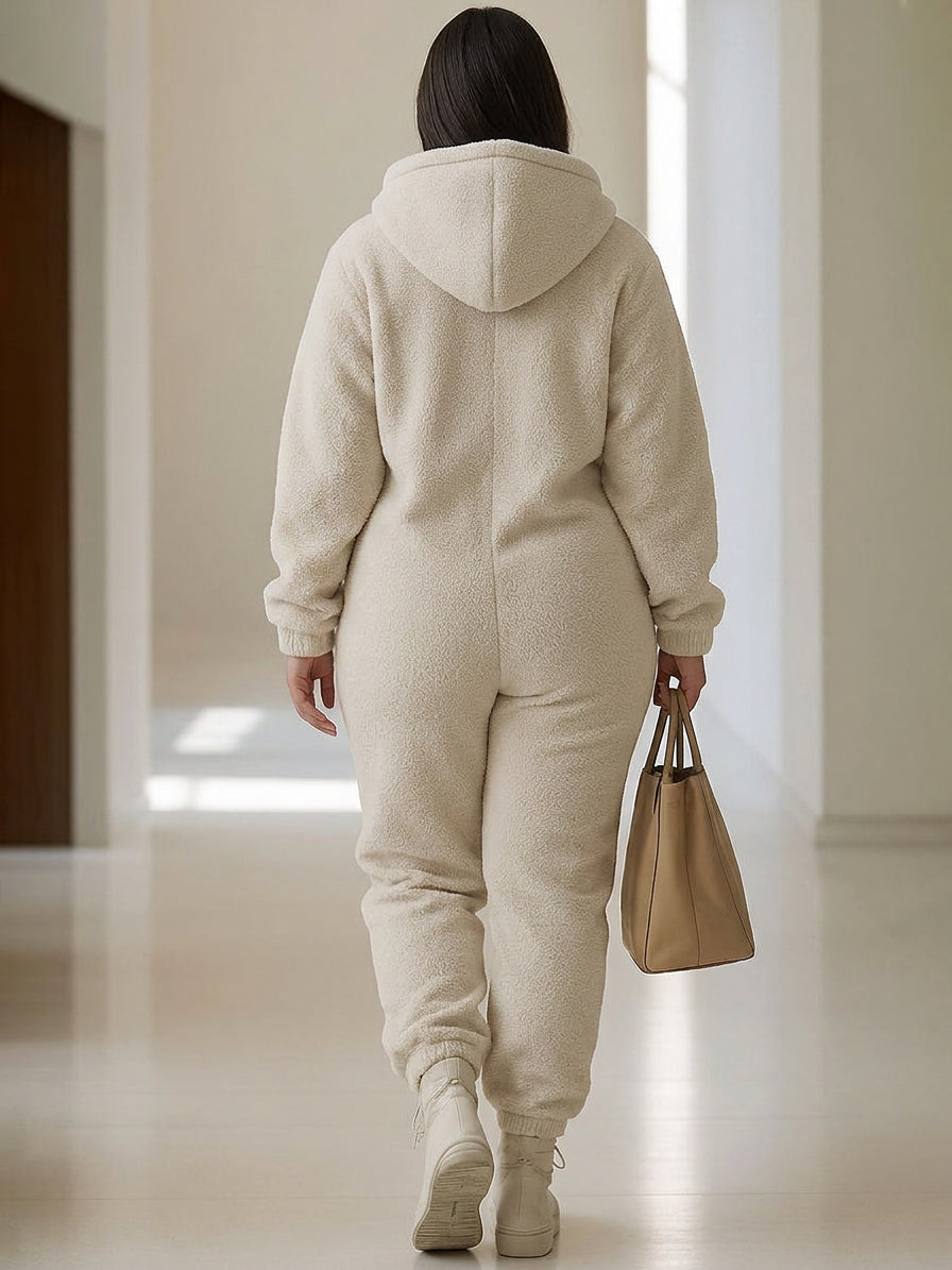 Emily - Vintage Polar Fleece Jumpsuit - Plus size model
