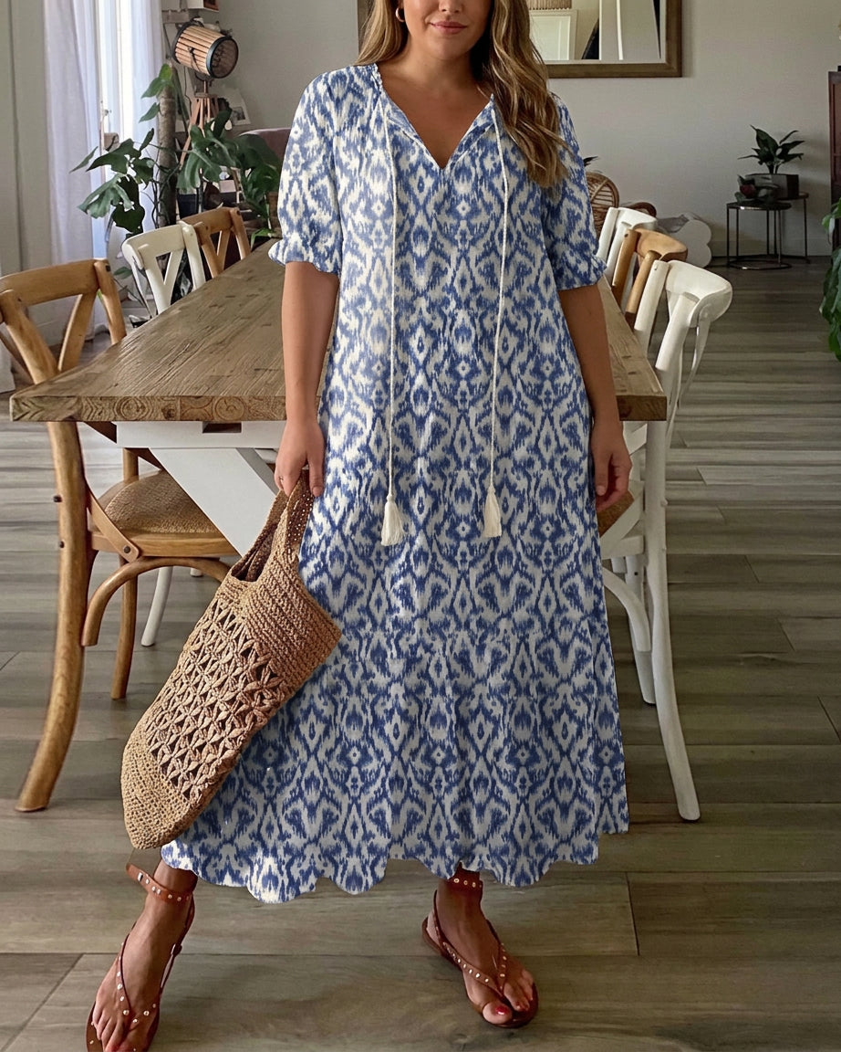 Michaela - Boho Tummy Coverage Dress - Plus size model