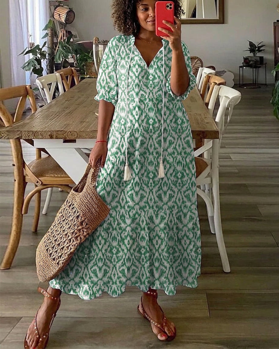 ARIA | Boho Tummy Coverage Dress - Plus size model