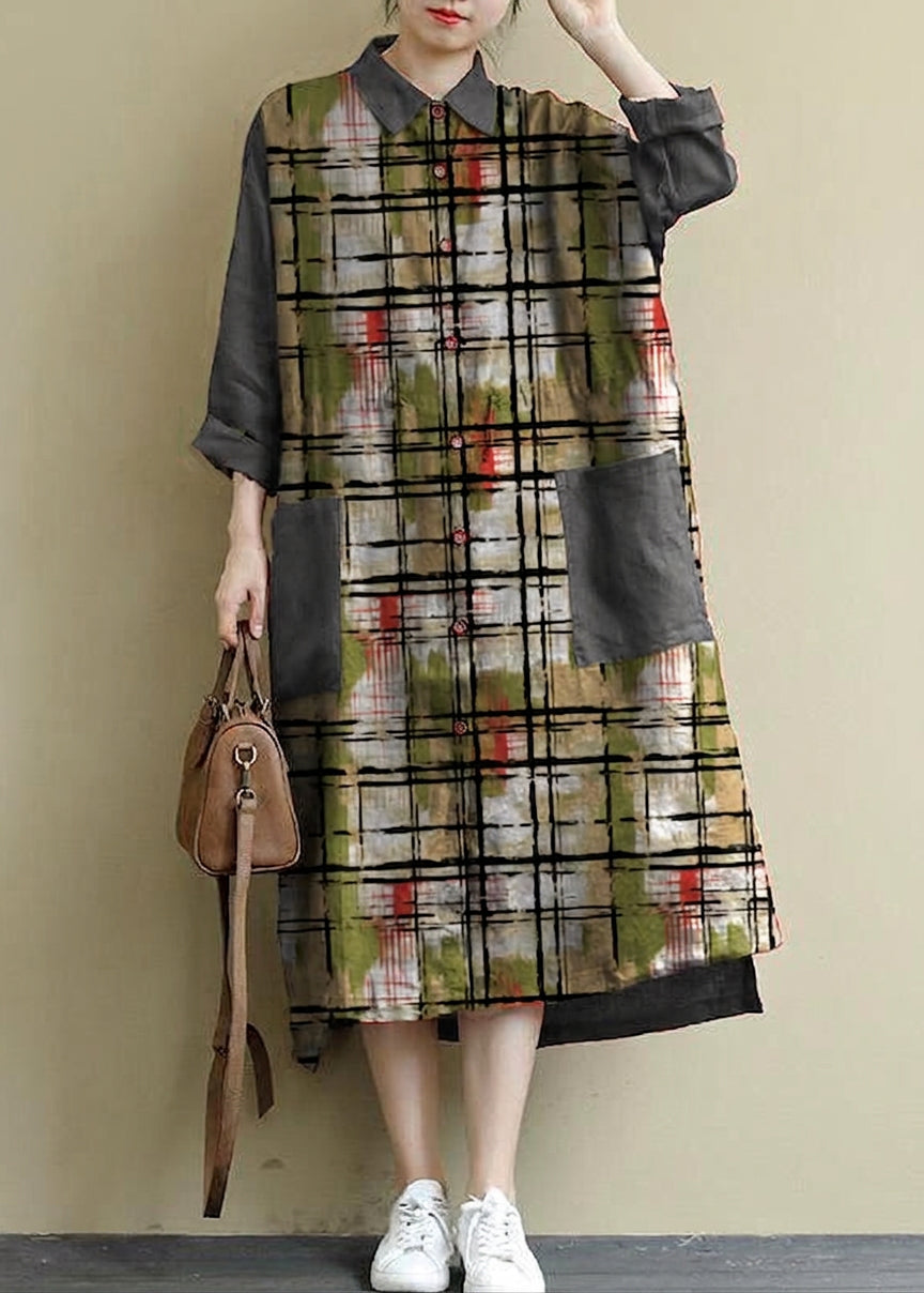 Sienna - Red Linen Shirt Dress Casual Oversize Spring Maxi Dresses - Plus size model