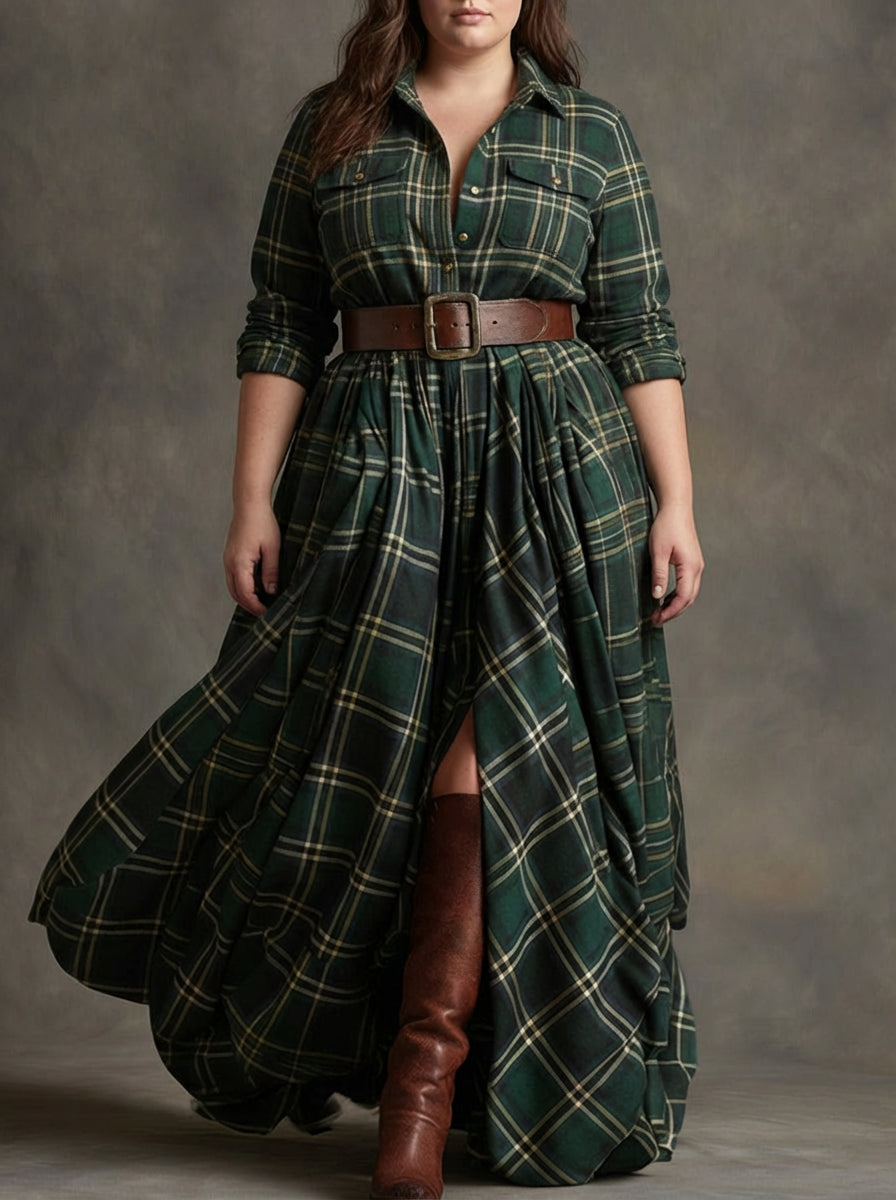 Mireline | Classic Button-Up Shirt Dress - Plus size model