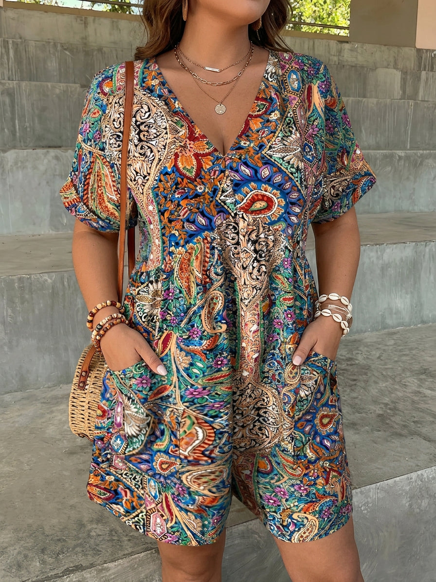 Bailey | Tropical Bohemian Jumpsuit - Plus size model