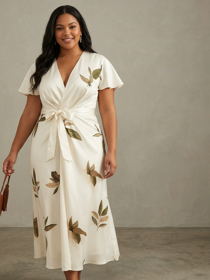 Inaya | Elegant Wrap Dress - Plus size model
