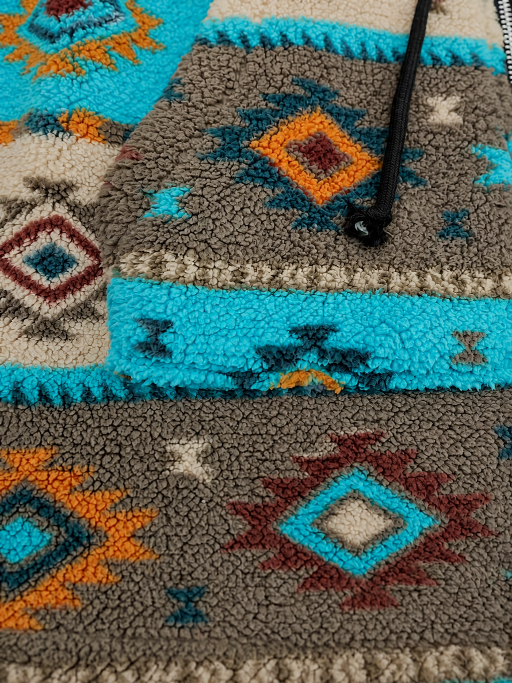 Winterbourne™ | Hooded Aztec Sherpa Coat - Plus size model