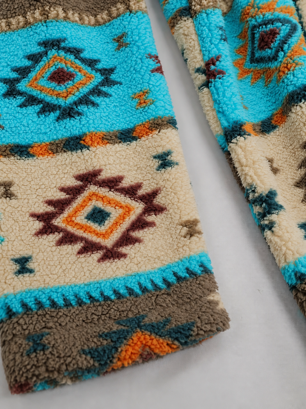 Winterbourne™ | Hooded Aztec Sherpa Coat - Plus size model