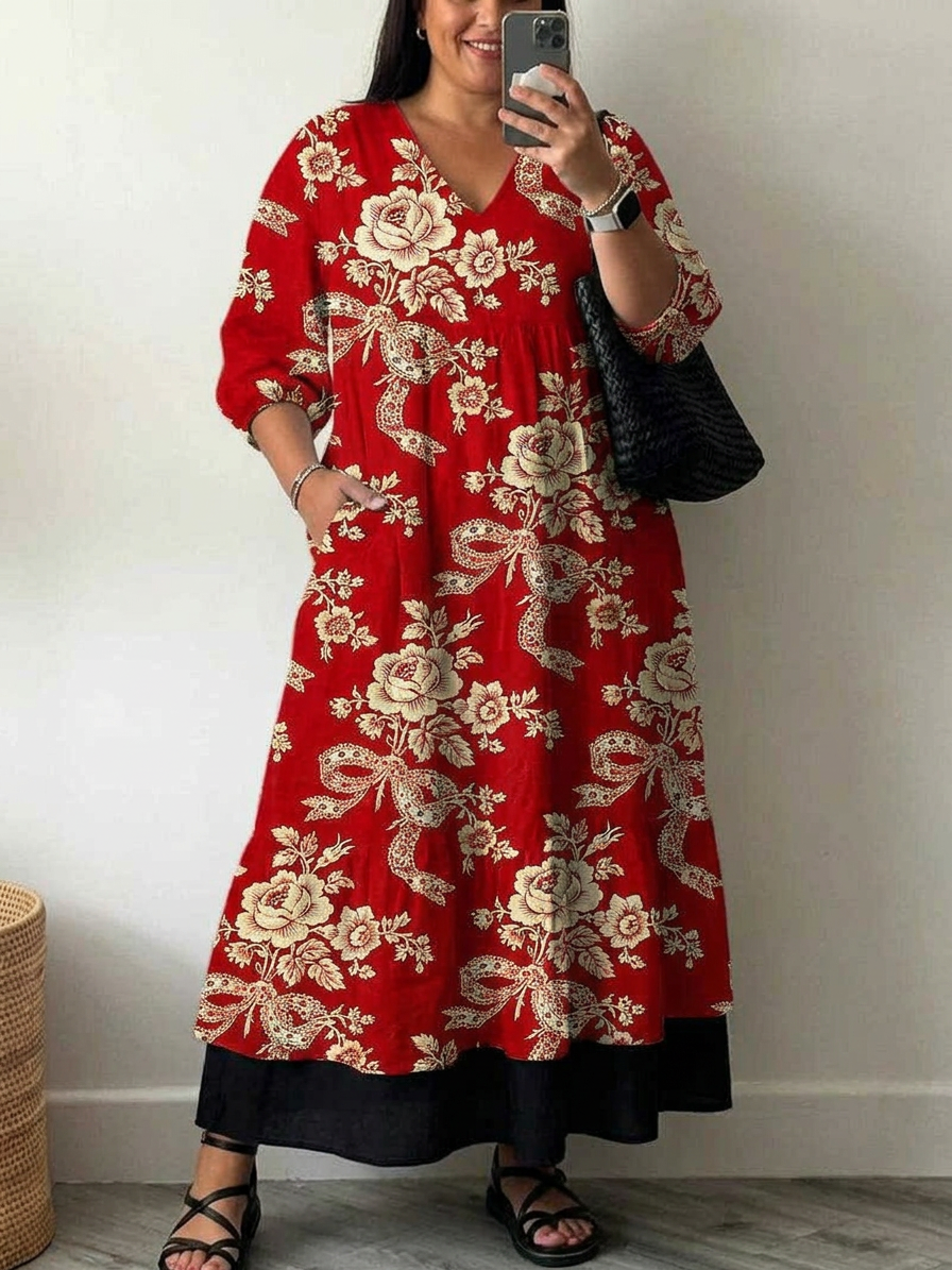 Elegant Printed Dress Julia - Plus size model