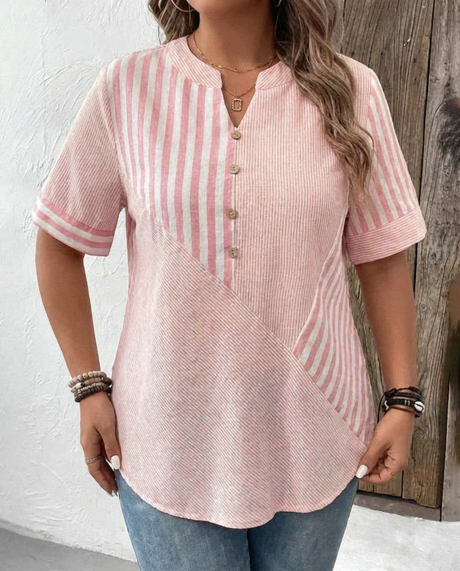Monroe | Soft Striped Blouse - Plus size model