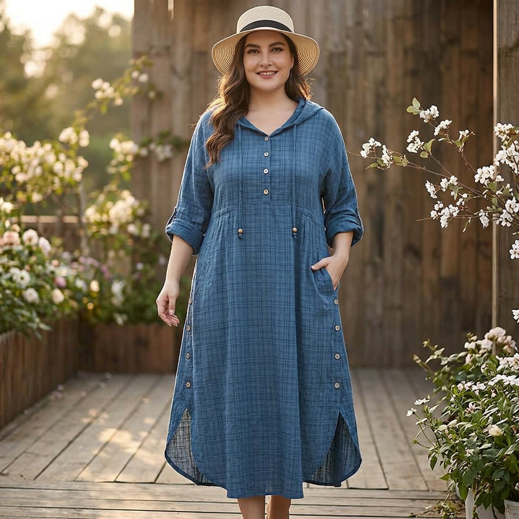 Antoinette Checkered Hoodie: A Cozy Everyday Style - Plus size model
