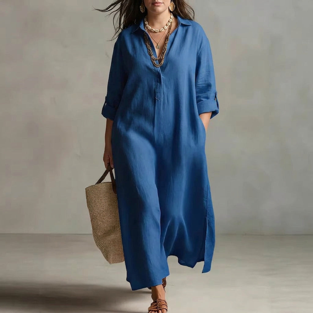 Vivienne Long Sleeve Dress: Effortless Laid-Back Elegance - Plus size model