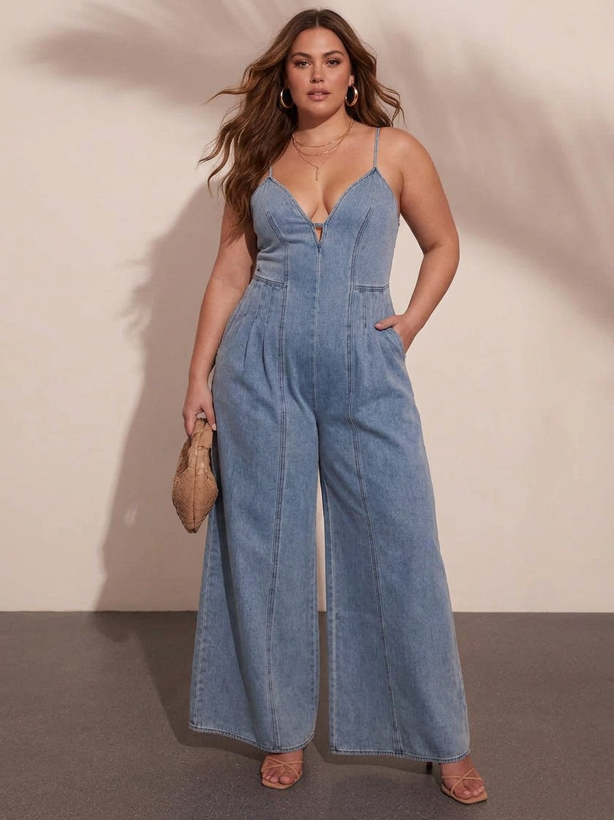 Rebecca Wide-Leg Jumpsuit - Plus size model