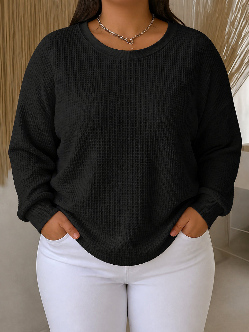 Nyla | Classic Sweater - Plus size model