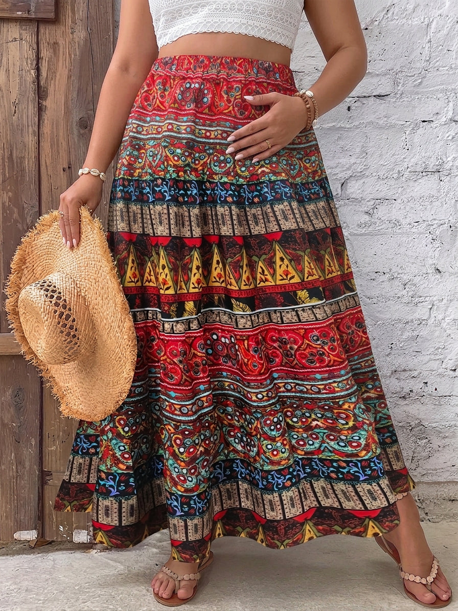 Stella | Boho High Waist Skirt - Plus size model