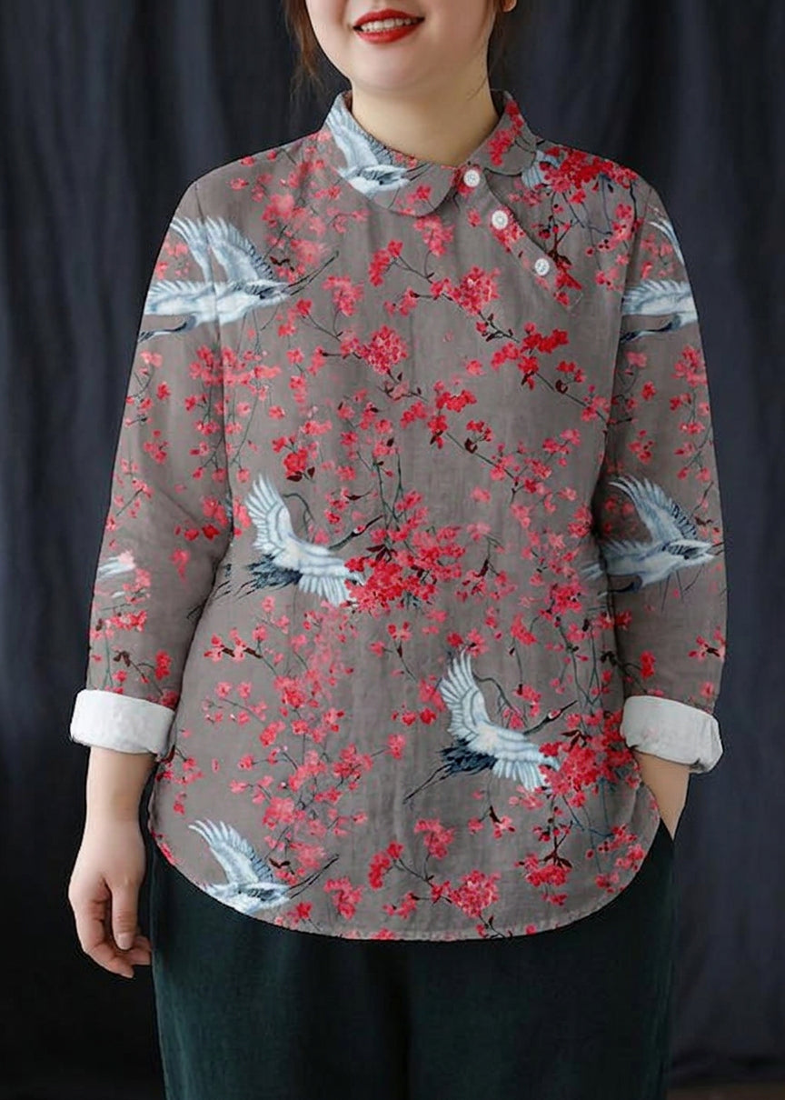 Abigail - Chic White Clothes Lapel Button Down Spring Blouses - Plus size model