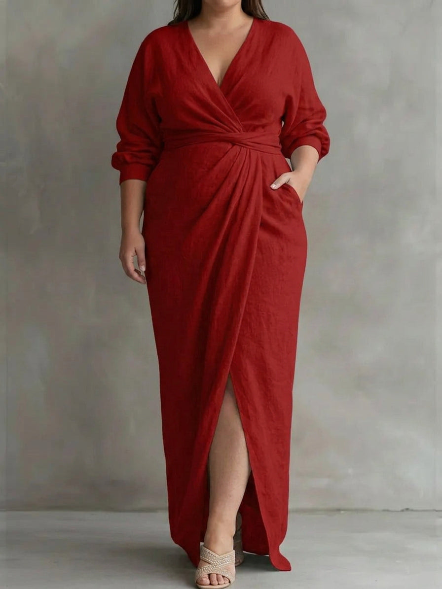 Valentina Waist-Cinching Dress: Elegant Feminine Silhouette - Plus size model