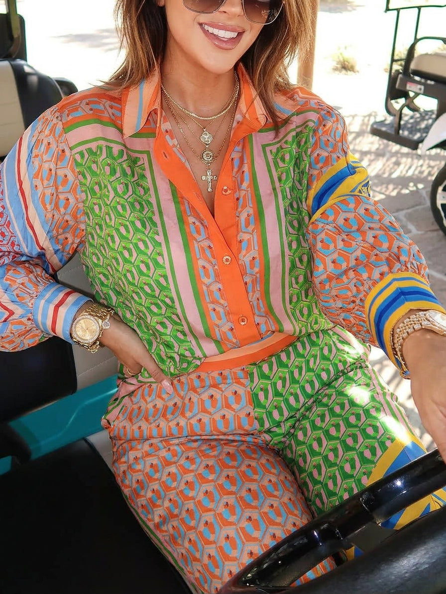 Josephine | Tropical Look Colorful Unique Shirt - Plus size model