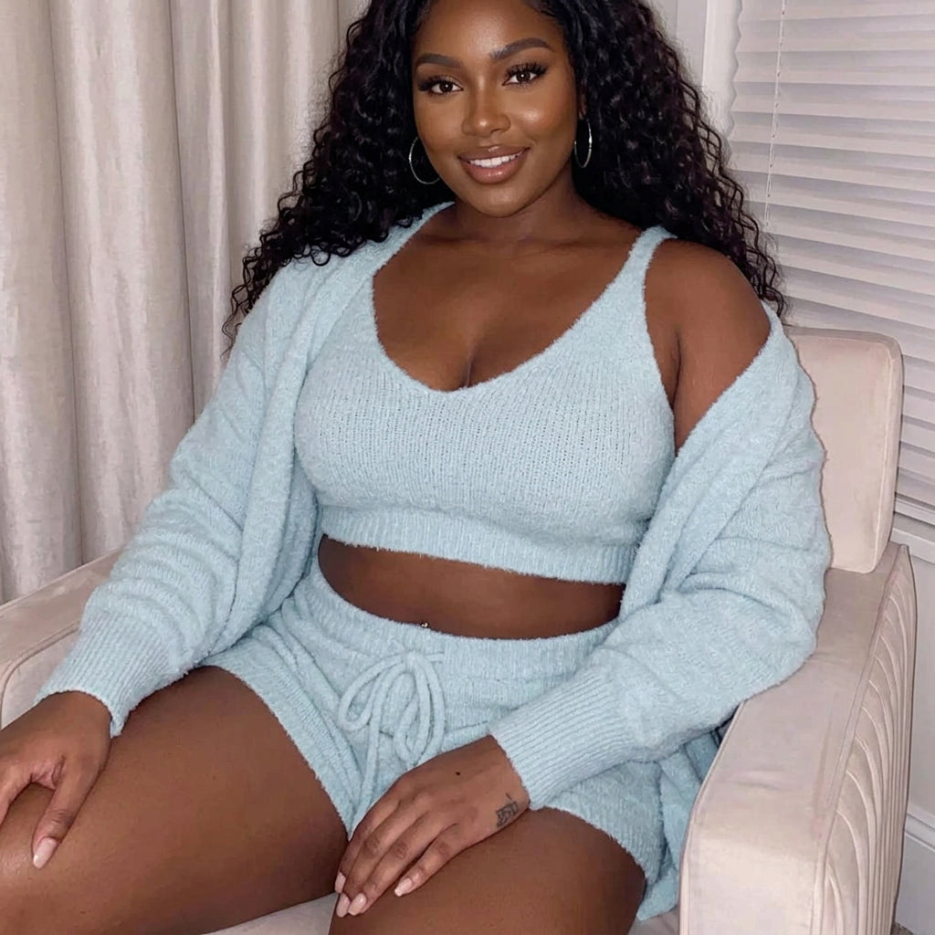 Cozy Plush 3-Piece Lounge Set - Plus size model