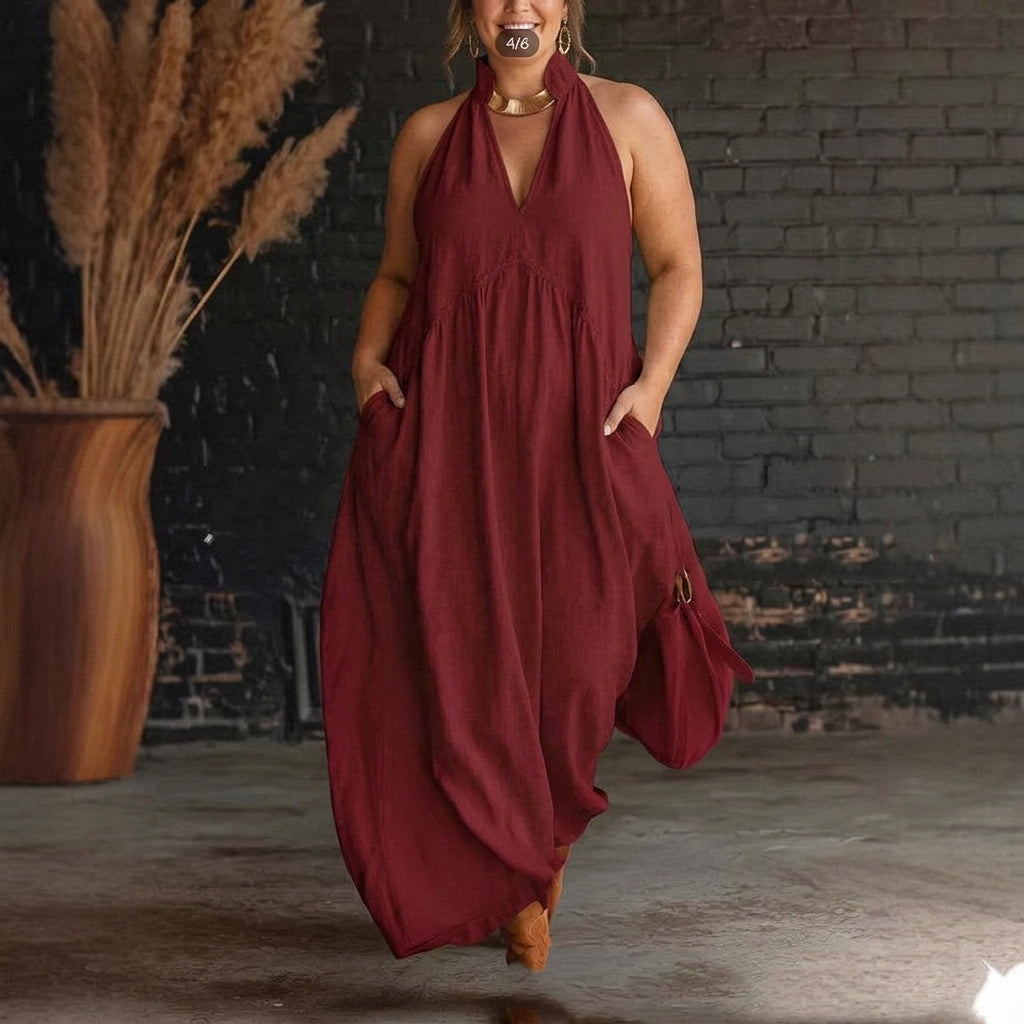 Juliette Mandarin-Collar Dress: Effortless Elegant Comfort - Plus size model