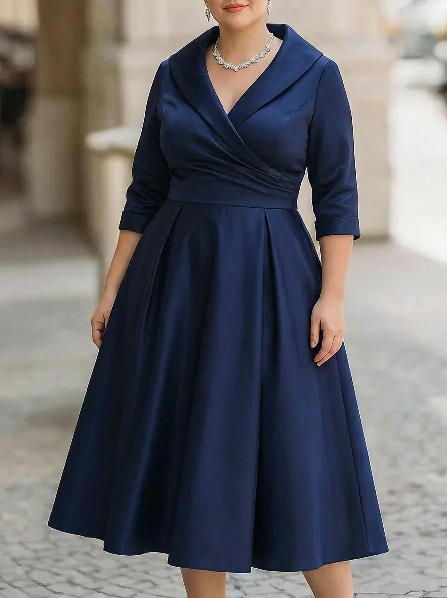Valerie | Elegant Midi Dress - Plus size model