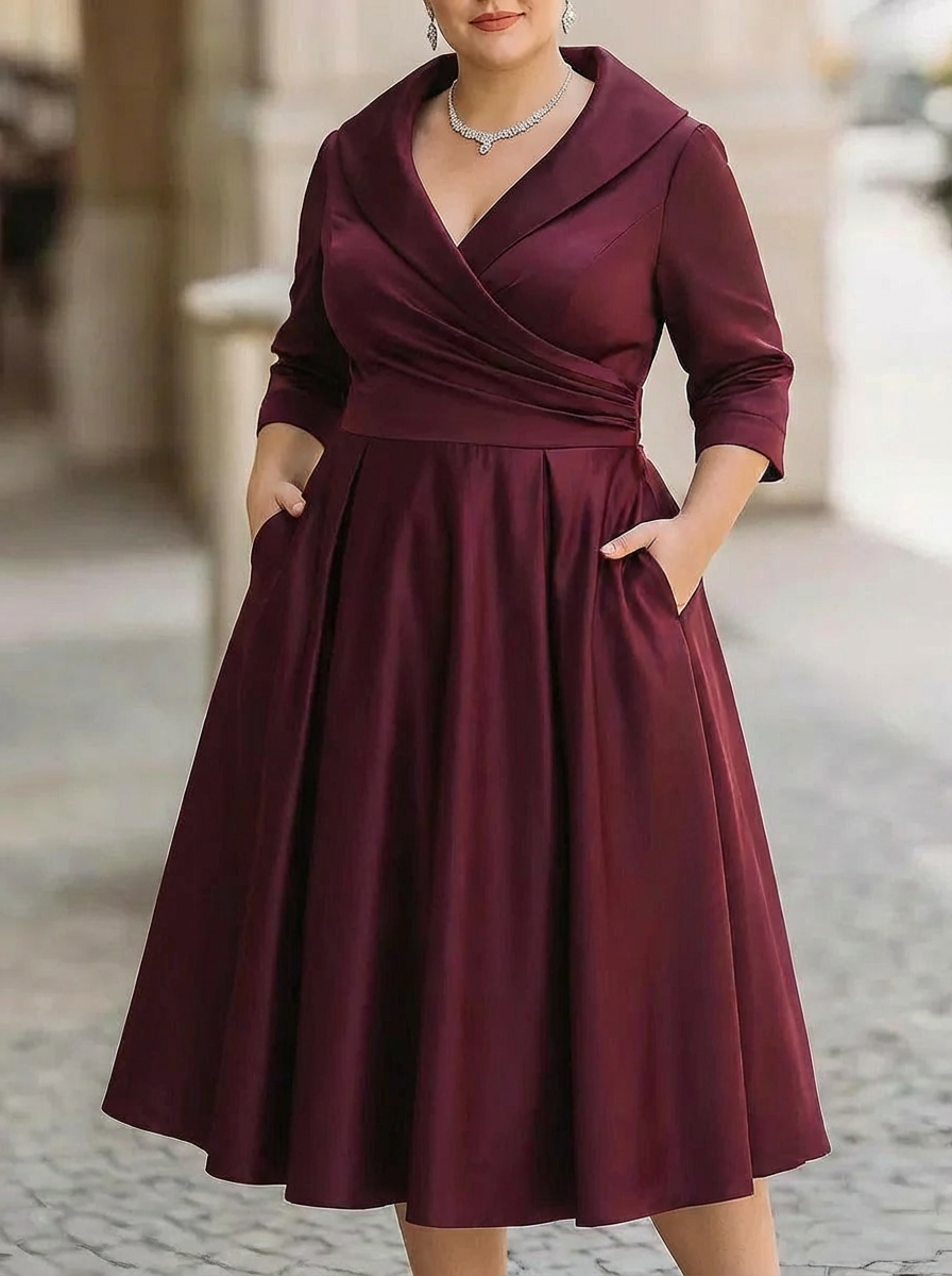 Valerie | Elegant Midi Dress - Plus size model