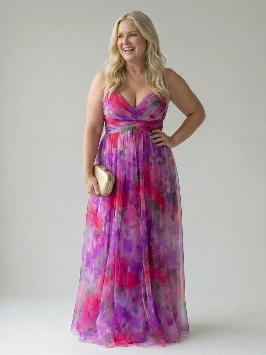 Stella & Grace™ | Soft Wrap Maxi Dress - Plus size model