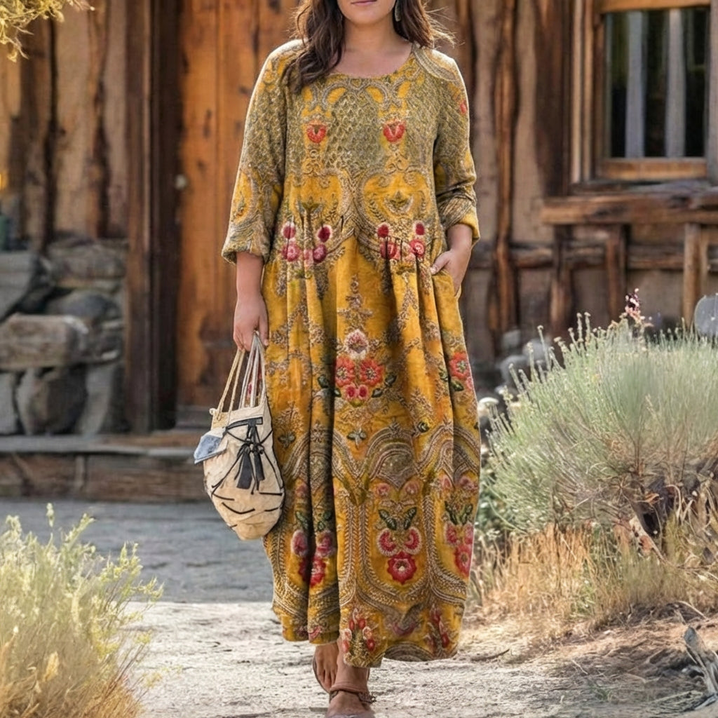 Victoria | Vintage-Inspired Long Sleeve Casual Dress - Plus size model