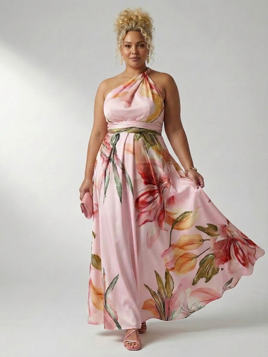 Amiel | Light Floral Maxi Dress - Plus size model