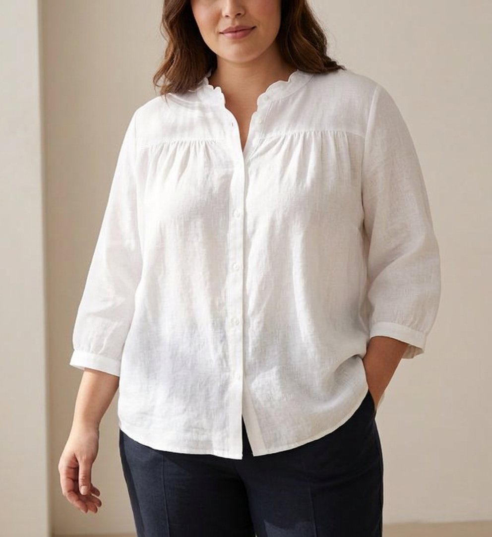 Bennett - Pure Cotton Shirt With Pleat Work - Plus size model