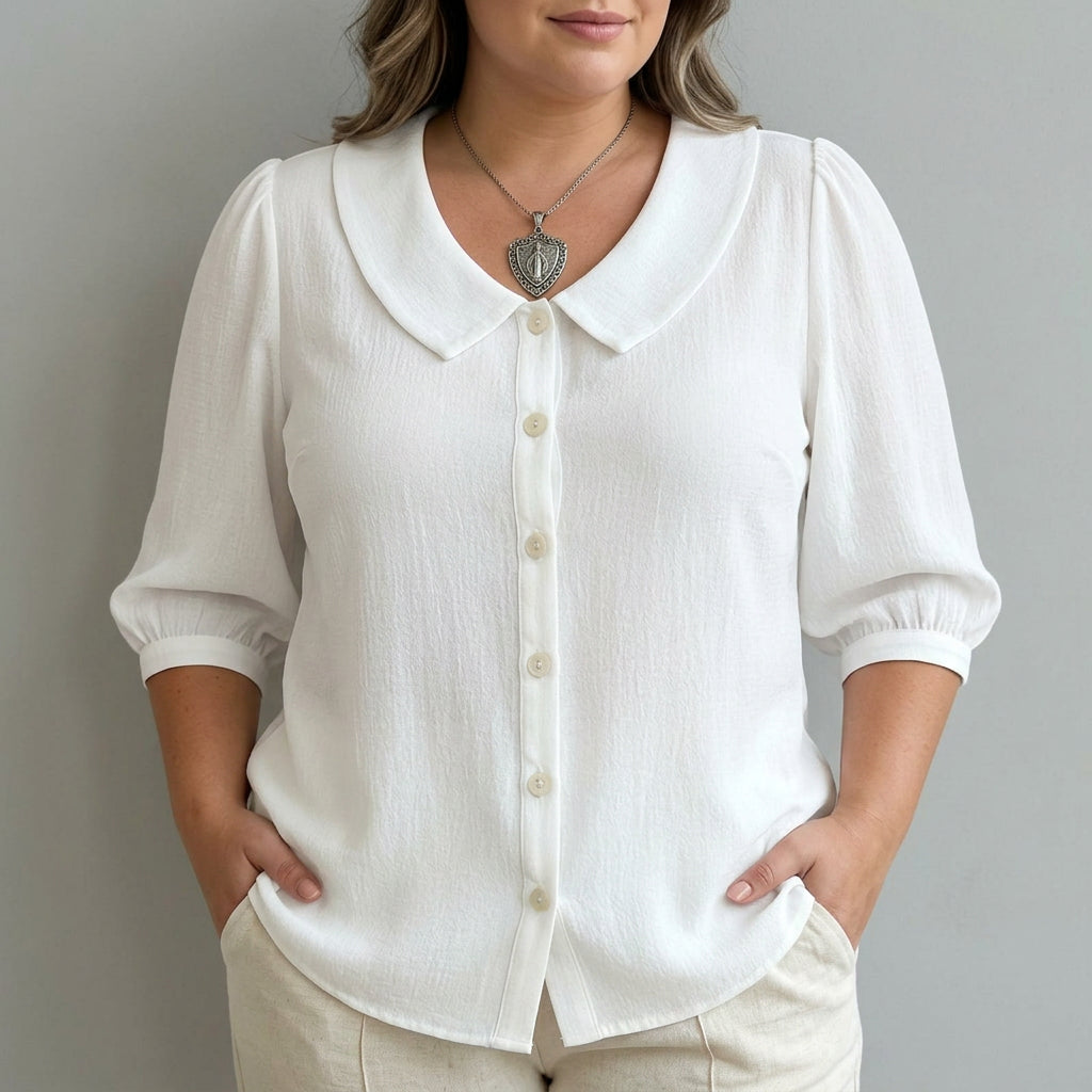 Sophia | Casual Solid Color Shirt - Plus size model