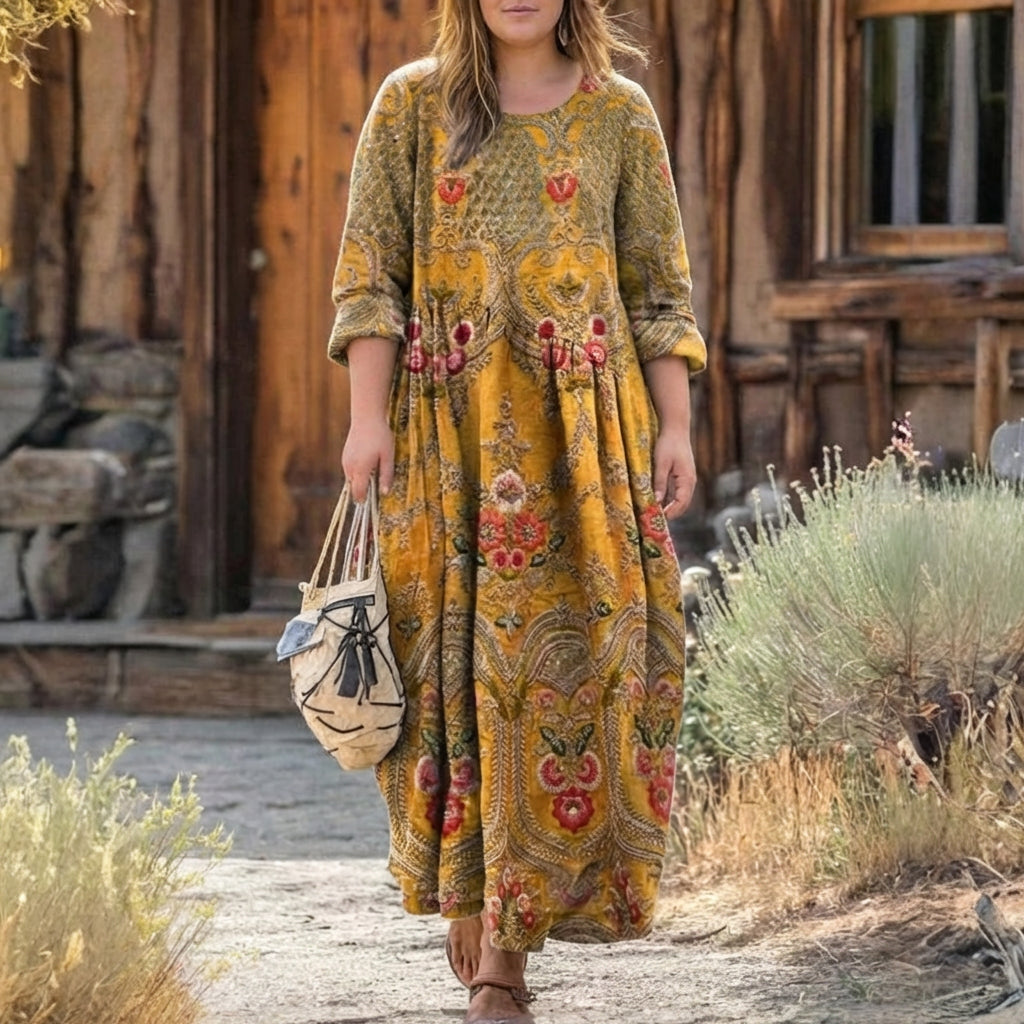 Victoria | Vintage-Inspired Long Sleeve Casual Dress - Plus size model
