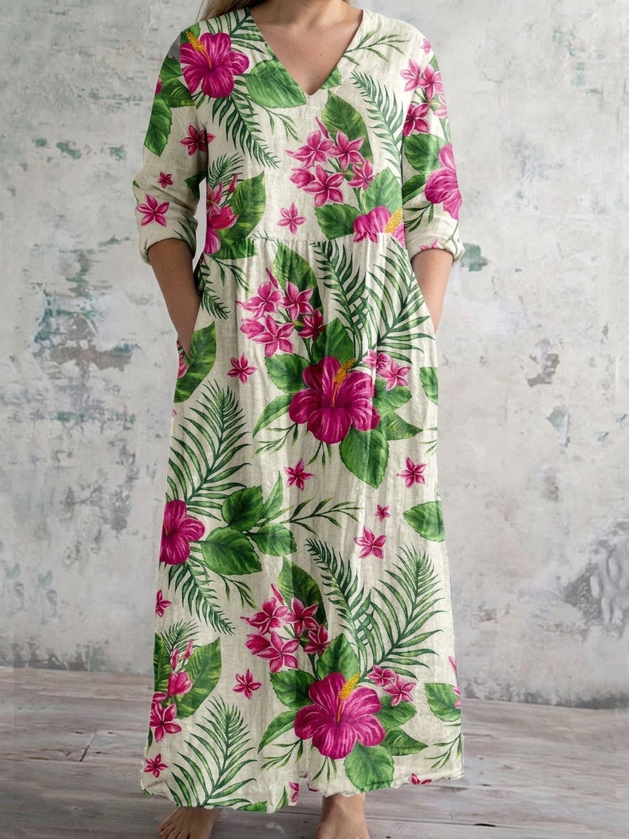 Isladora | Tropical Bloom Maxi Dress - Plus size model