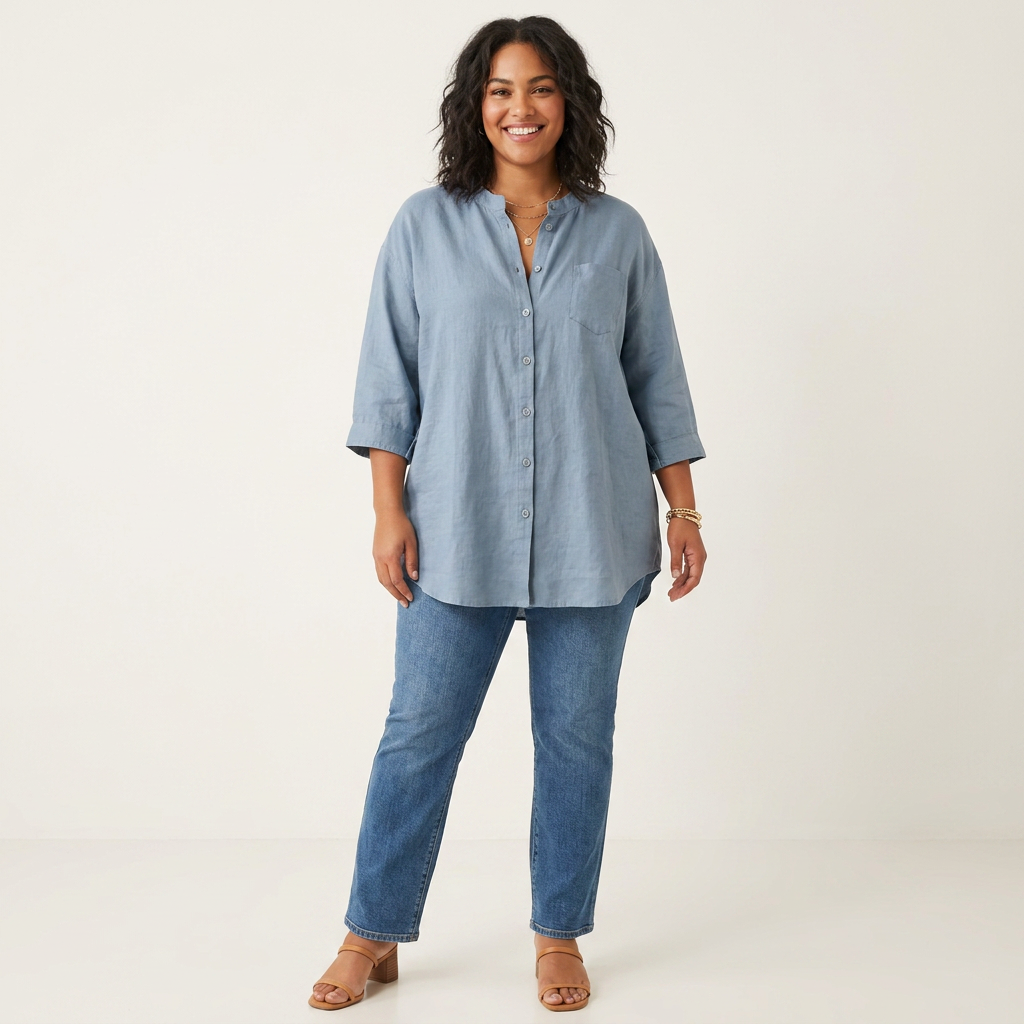 Brooks - Classic Pure Cotton Plain Shirt With Pocket - Plus size model