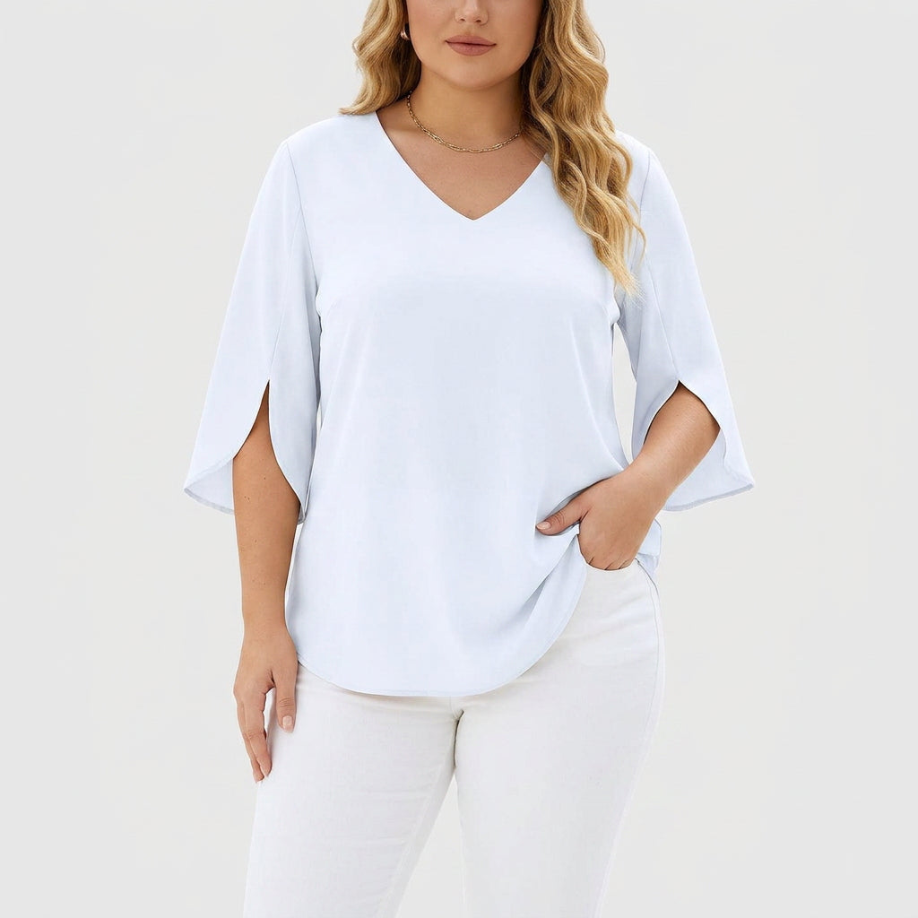 Violetta™ | Sophisticated V-Neck Blouse - Plus size model