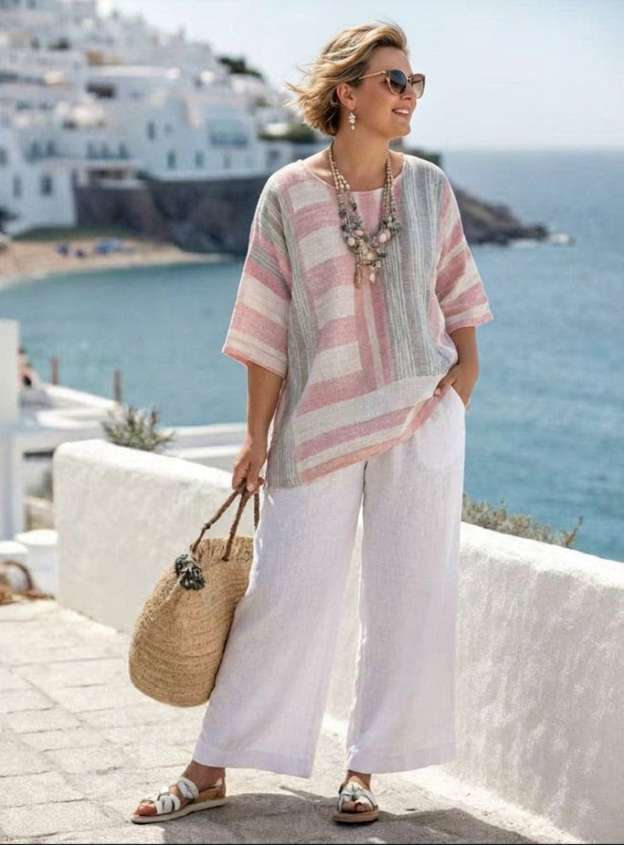 Rosavelle | Blush Stripe Coastal Set - Plus size model