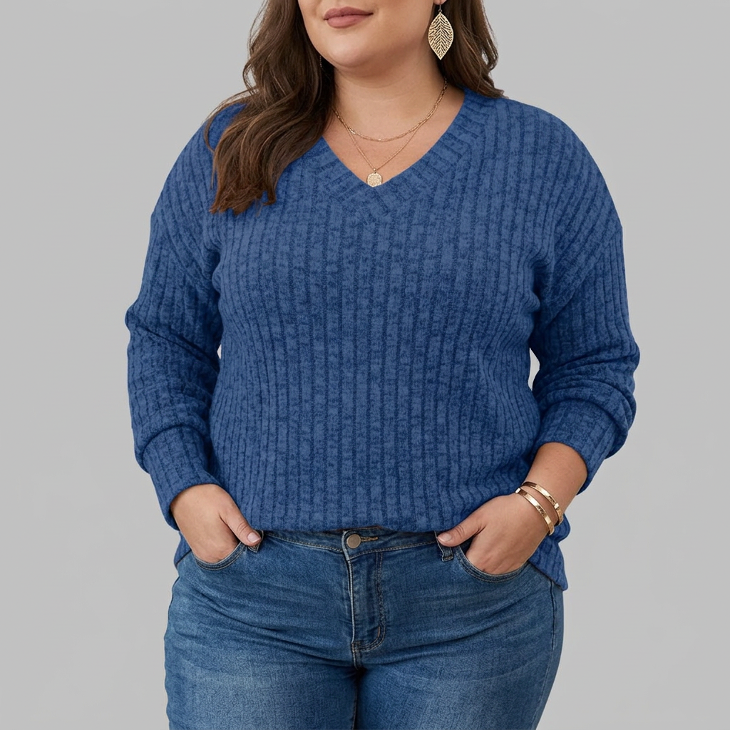 Calliope | V-Neck Long Sleeve Top - Plus size model
