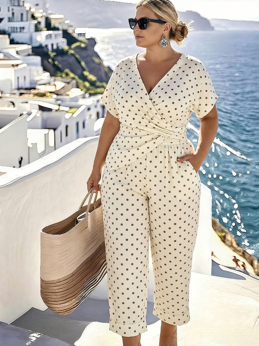 Josefa | Vintage Polka Wrap Jumpsuit - Plus size model