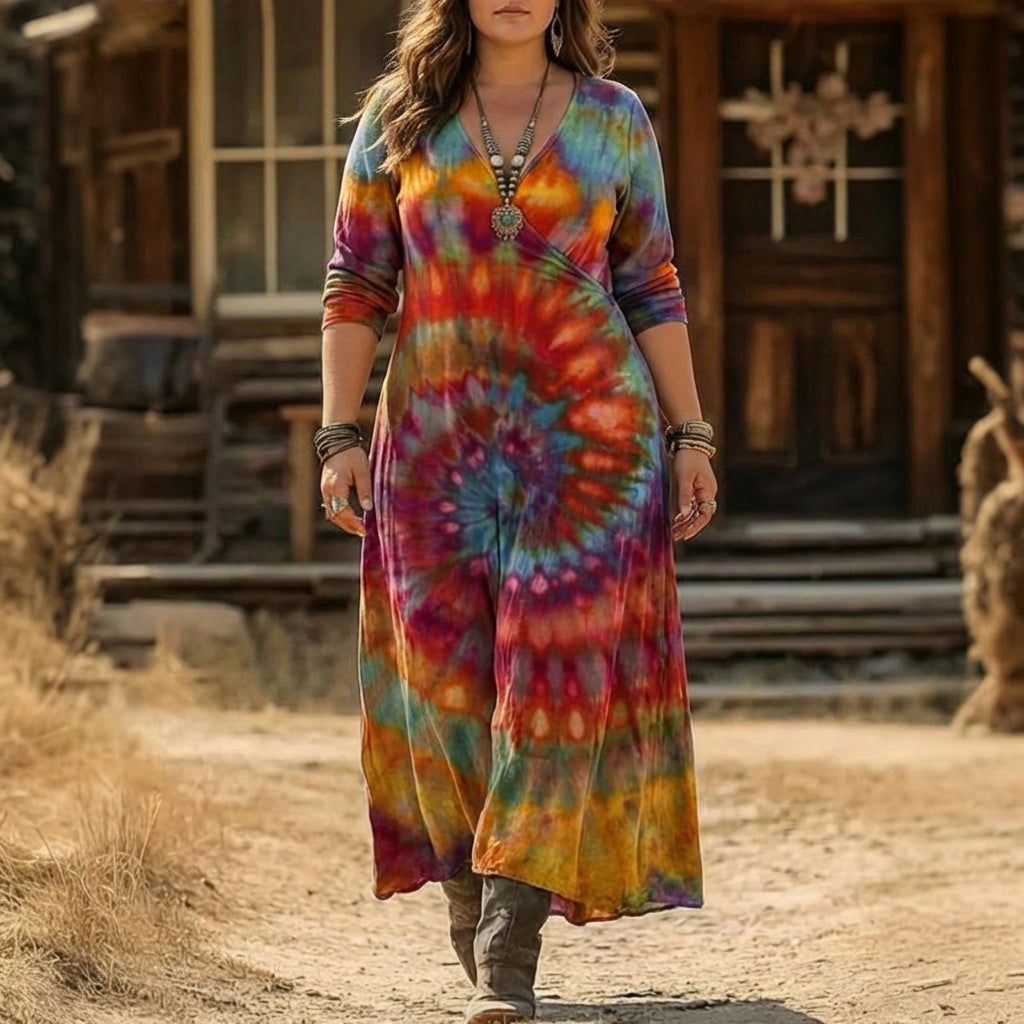 Charlotte | Vintage-Inspired Long Sleeve Casual Dress - Plus size model