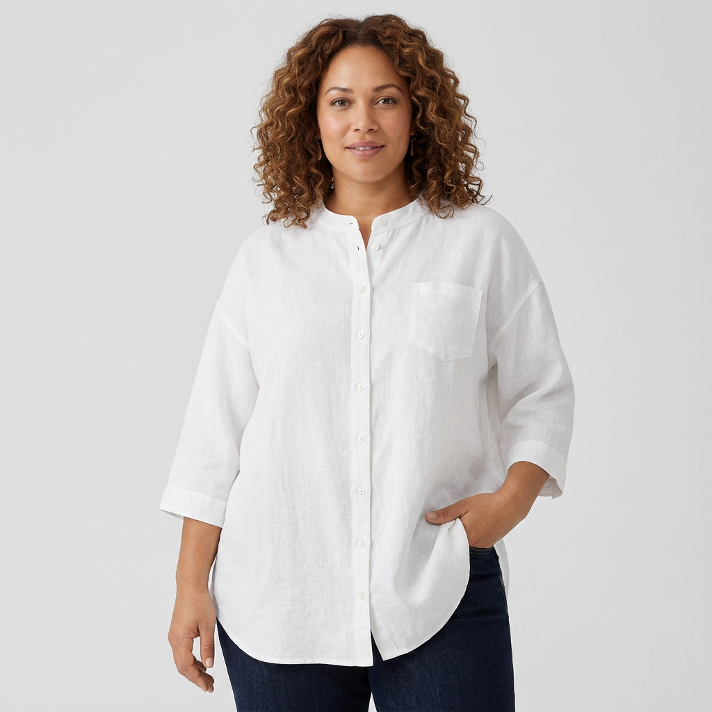 Brooks - Classic Pure Cotton Plain Shirt With Pocket - Plus size model
