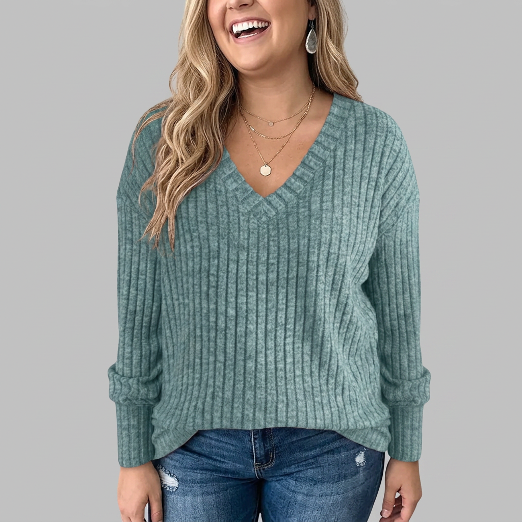 Calliope | V-Neck Long Sleeve Top - Plus size model