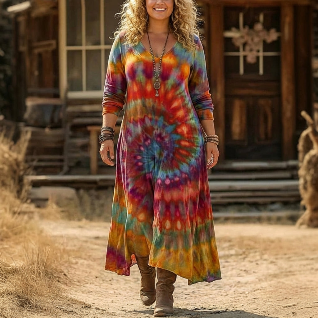Charlotte | Vintage-Inspired Long Sleeve Casual Dress - Plus size model