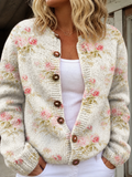 Kerensa | Vintage Floral Knit Cardigan - Plus size model