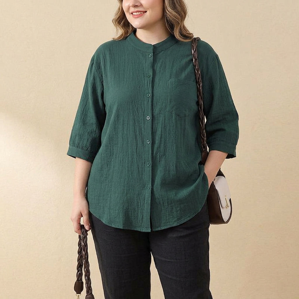 Emma - Cotton Casual Wear Shirt Top - Plus size model