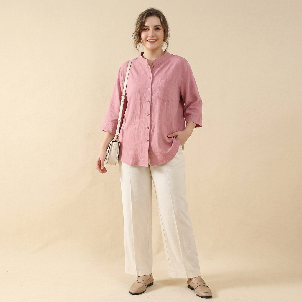 Emma - Cotton Casual Wear Shirt Top - Plus size model