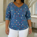 Vintage Heart Print Blouse - Plus size model