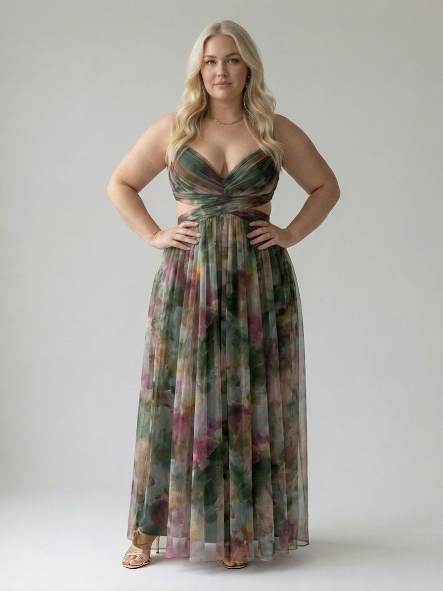 Stella & Grace™ | Soft Wrap Maxi Dress - Plus size model