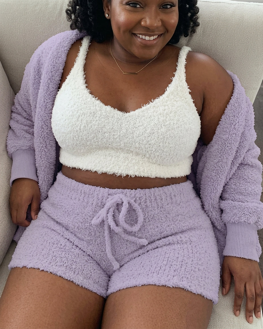 Cozy Plush 3-Piece Lounge Set - Plus size model