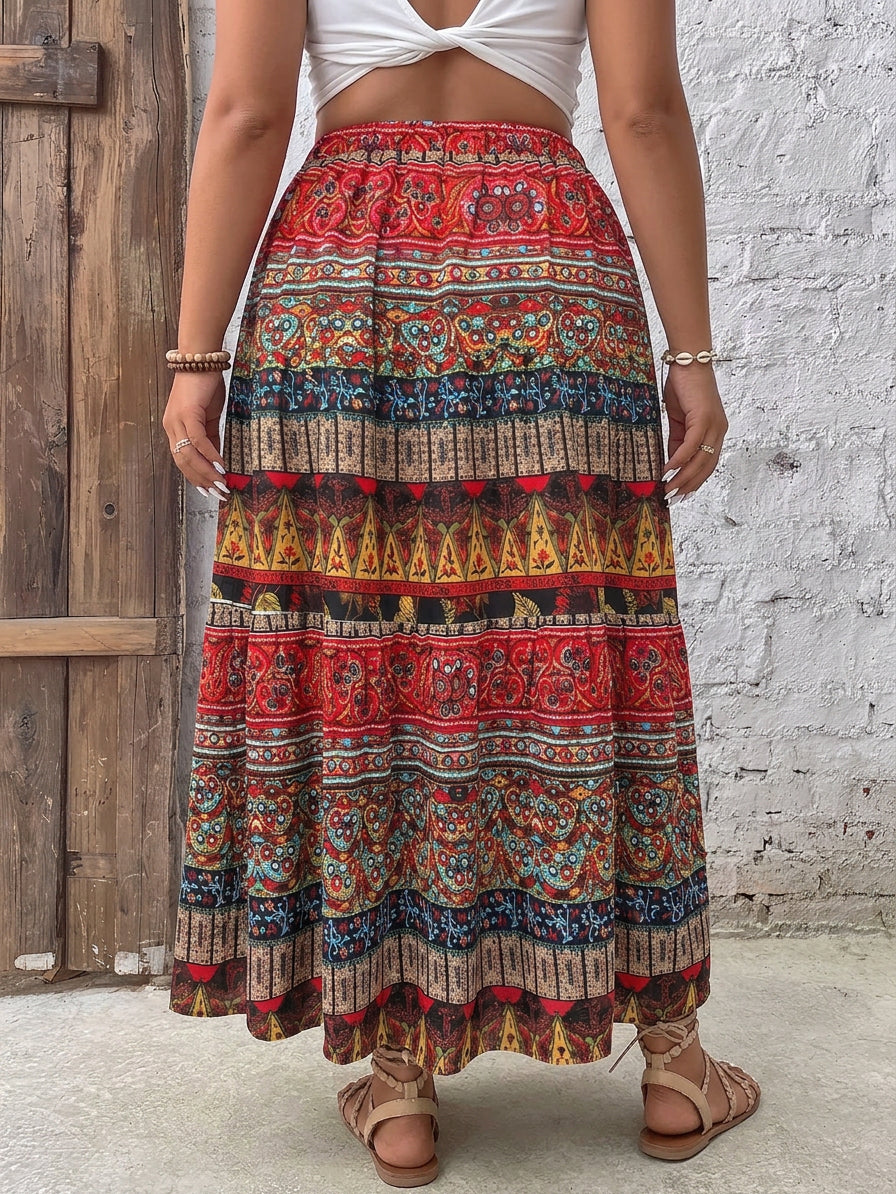 Stella | Boho High Waist Skirt - Plus size model
