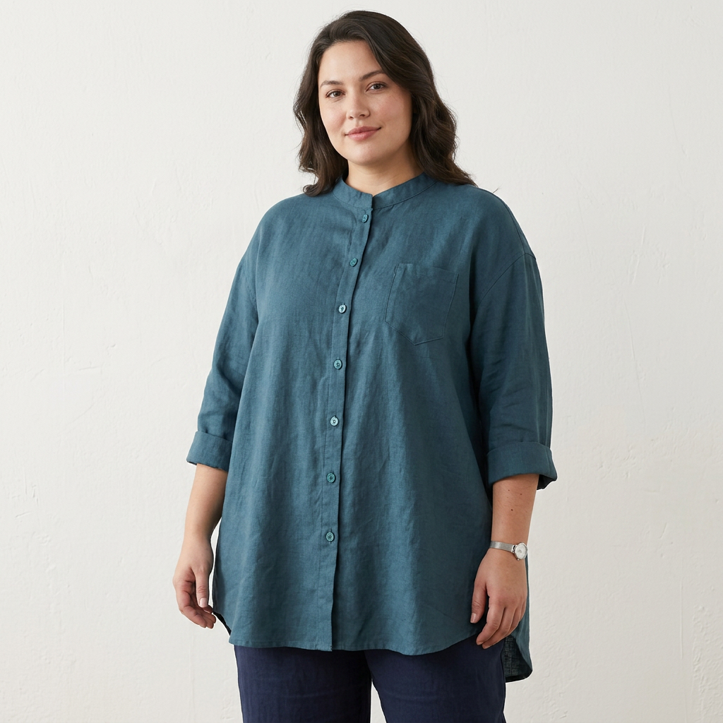 Brooks - Classic Pure Cotton Plain Shirt With Pocket - Plus size model