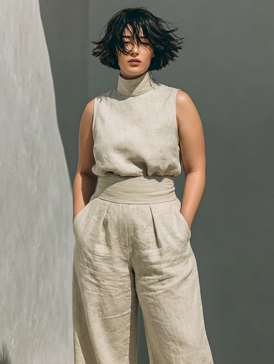 Gaile - Co-ord Set Minimalist Linen - Plus size model