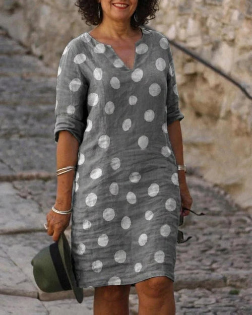 Adriana V-Neck Dress: Fresh Spring Elegance - Plus size model
