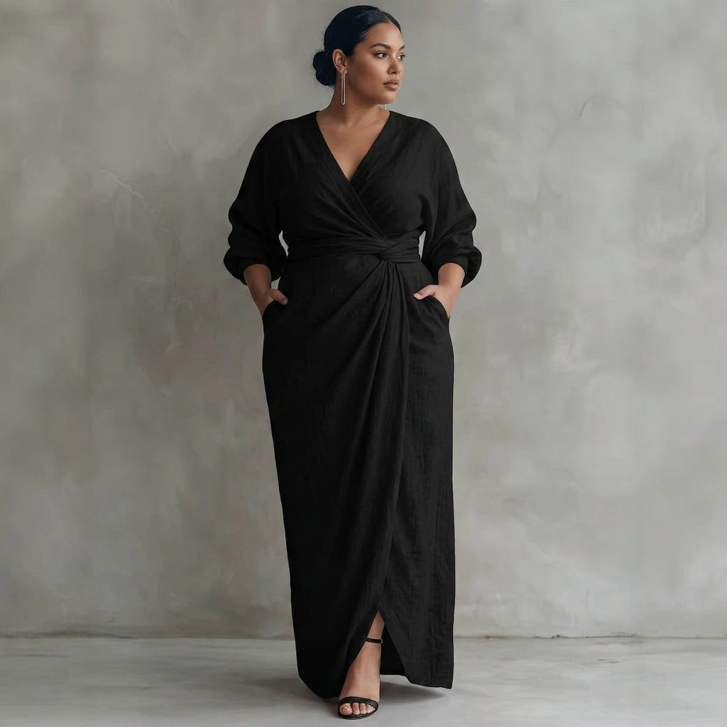 Valentina Waist-Cinching Dress: Elegant Feminine Silhouette - Plus size model